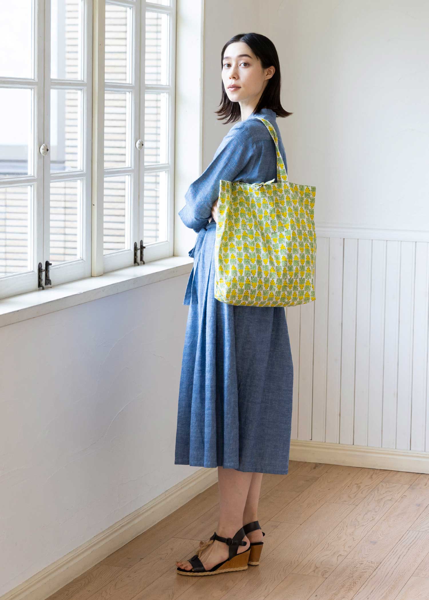 V&A ブロックプリントエコトートバッグ ブロッサム柄