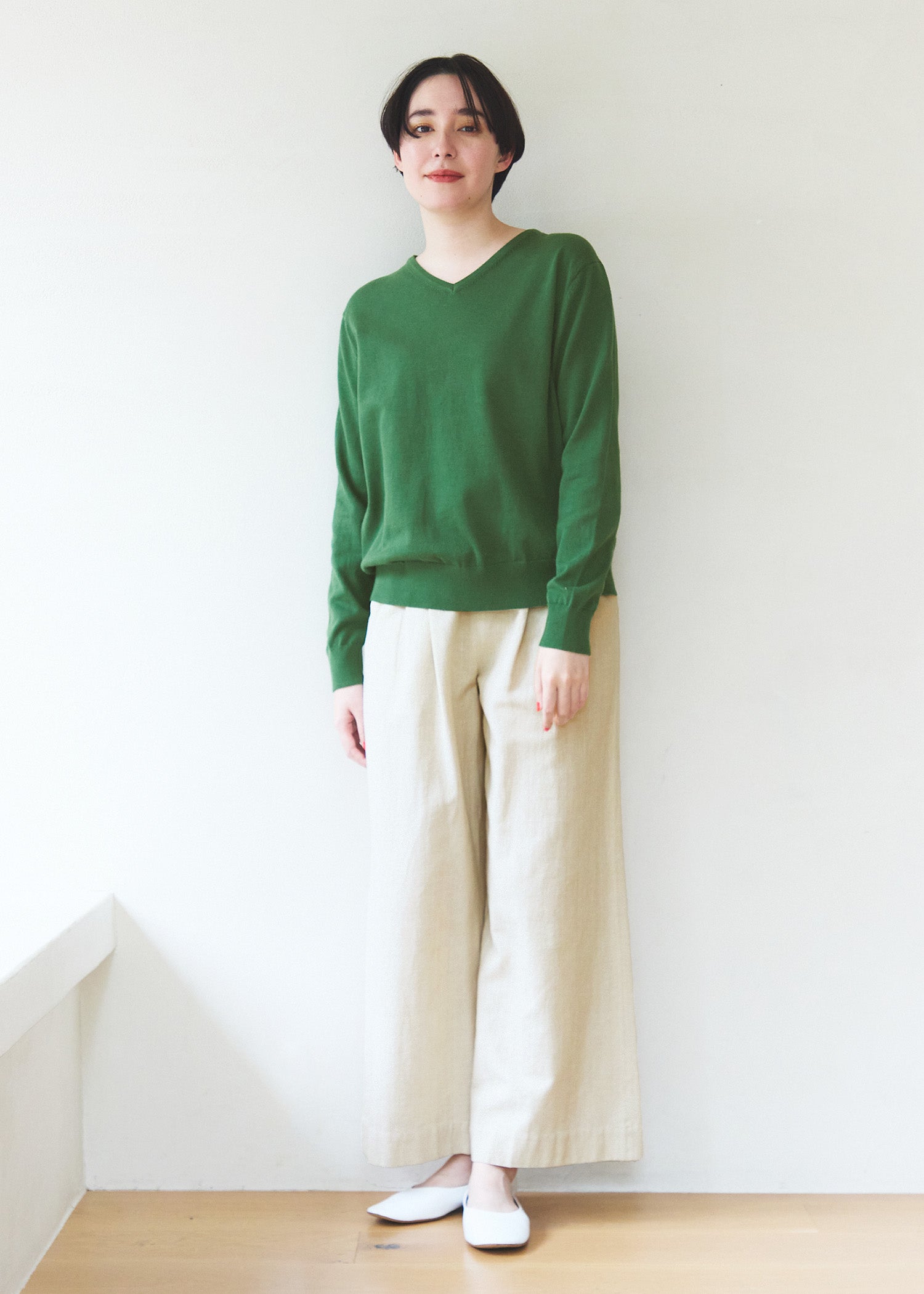手織りコットンヘンプパンツ