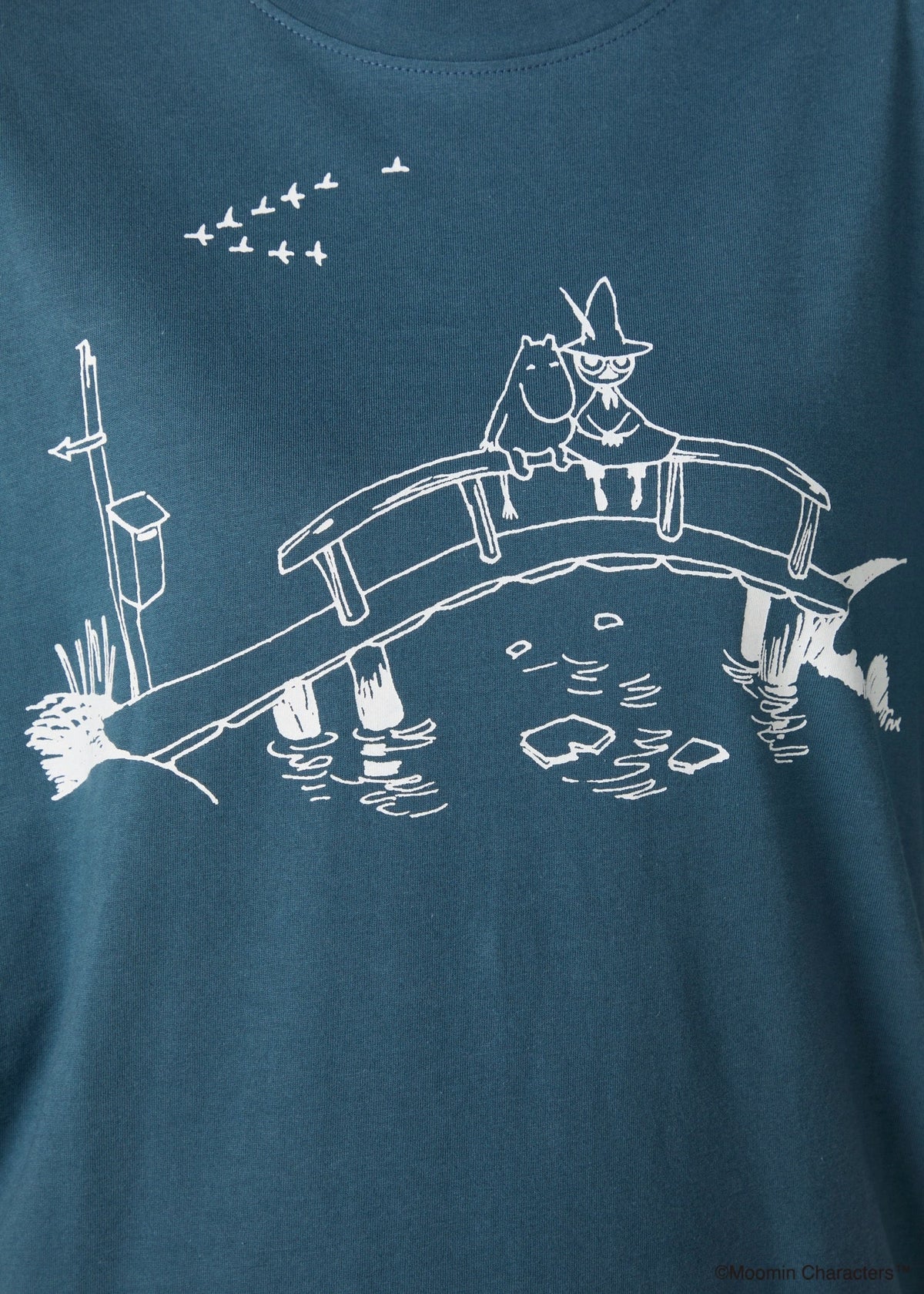 ムーミン オーガニックコットン ユニセックスロングスリーブTシャツ・橋の上のフレンズ