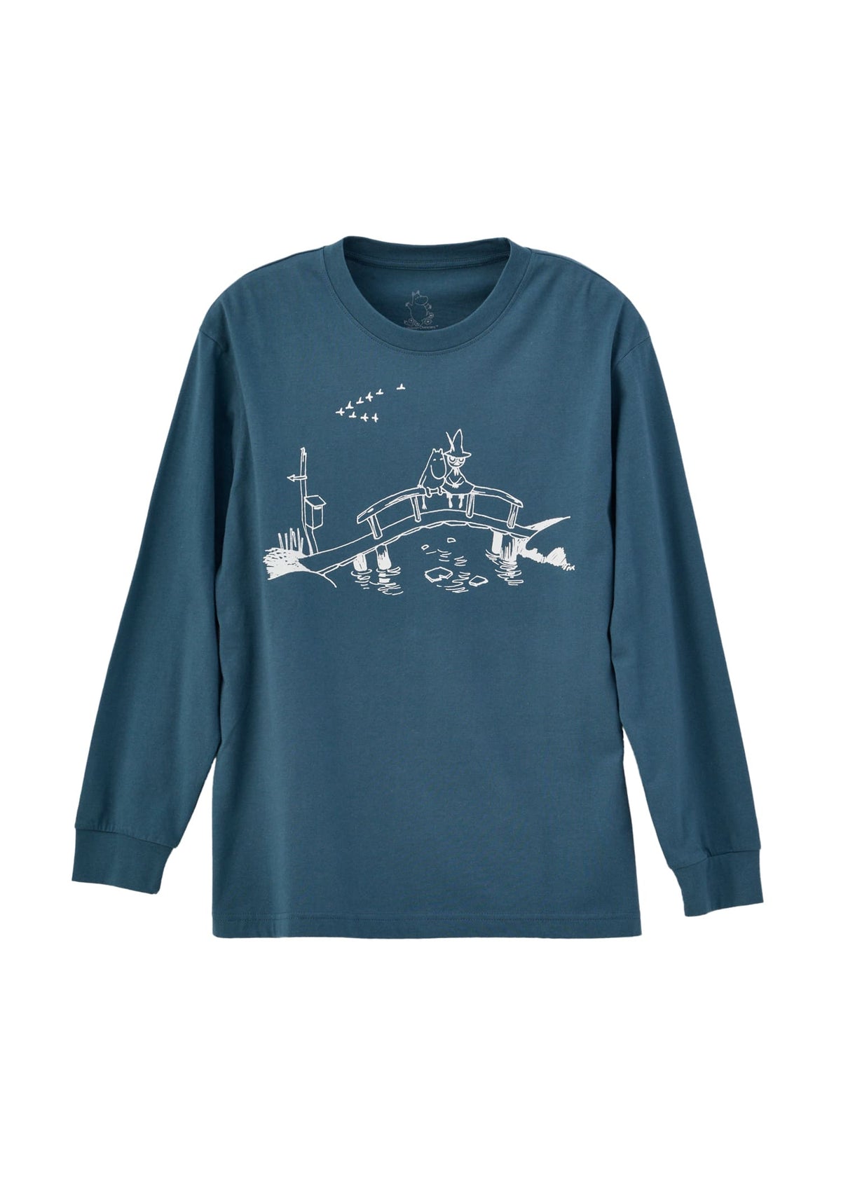 ムーミン オーガニックコットン ユニセックスロングスリーブTシャツ・橋の上のフレンズ