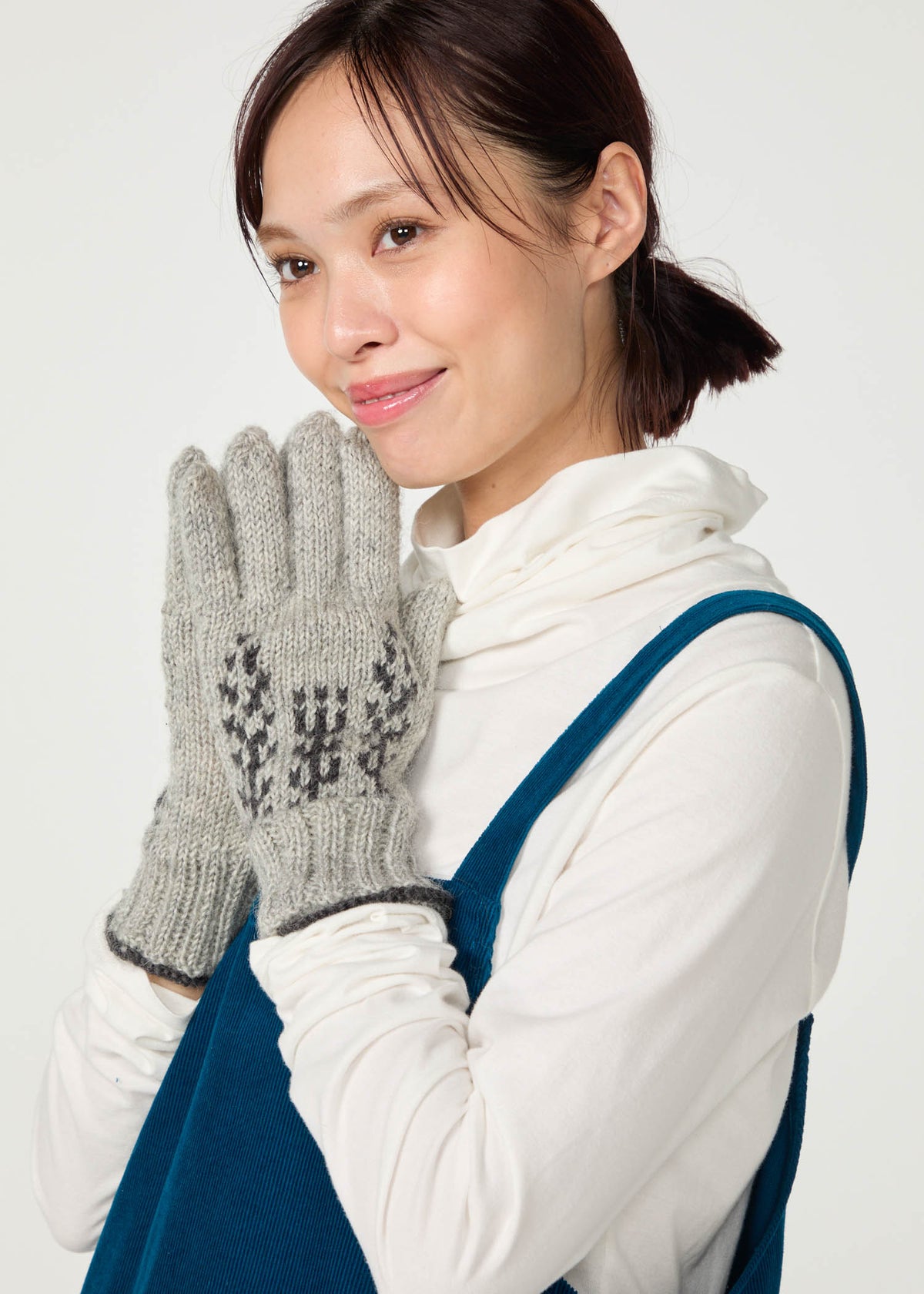 手編みフラワー柄 手袋