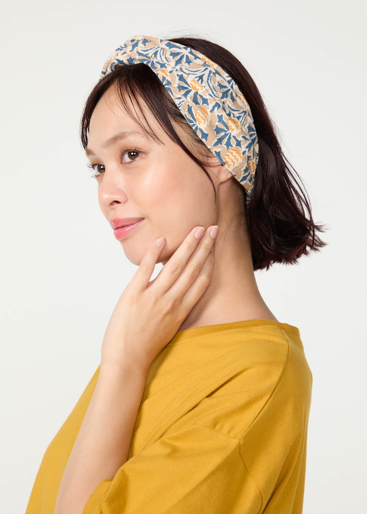 V&A ブロックプリント ヘアバンド・アザミ柄