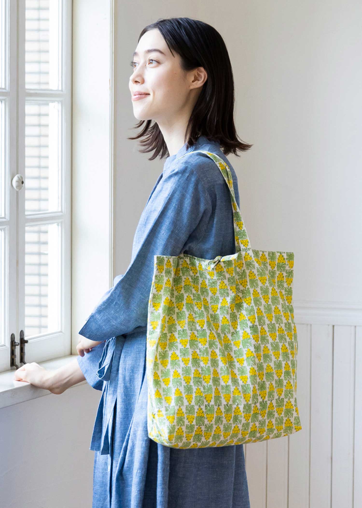 Ｖ＆Ａ ブロックプリントエコトートバッグ