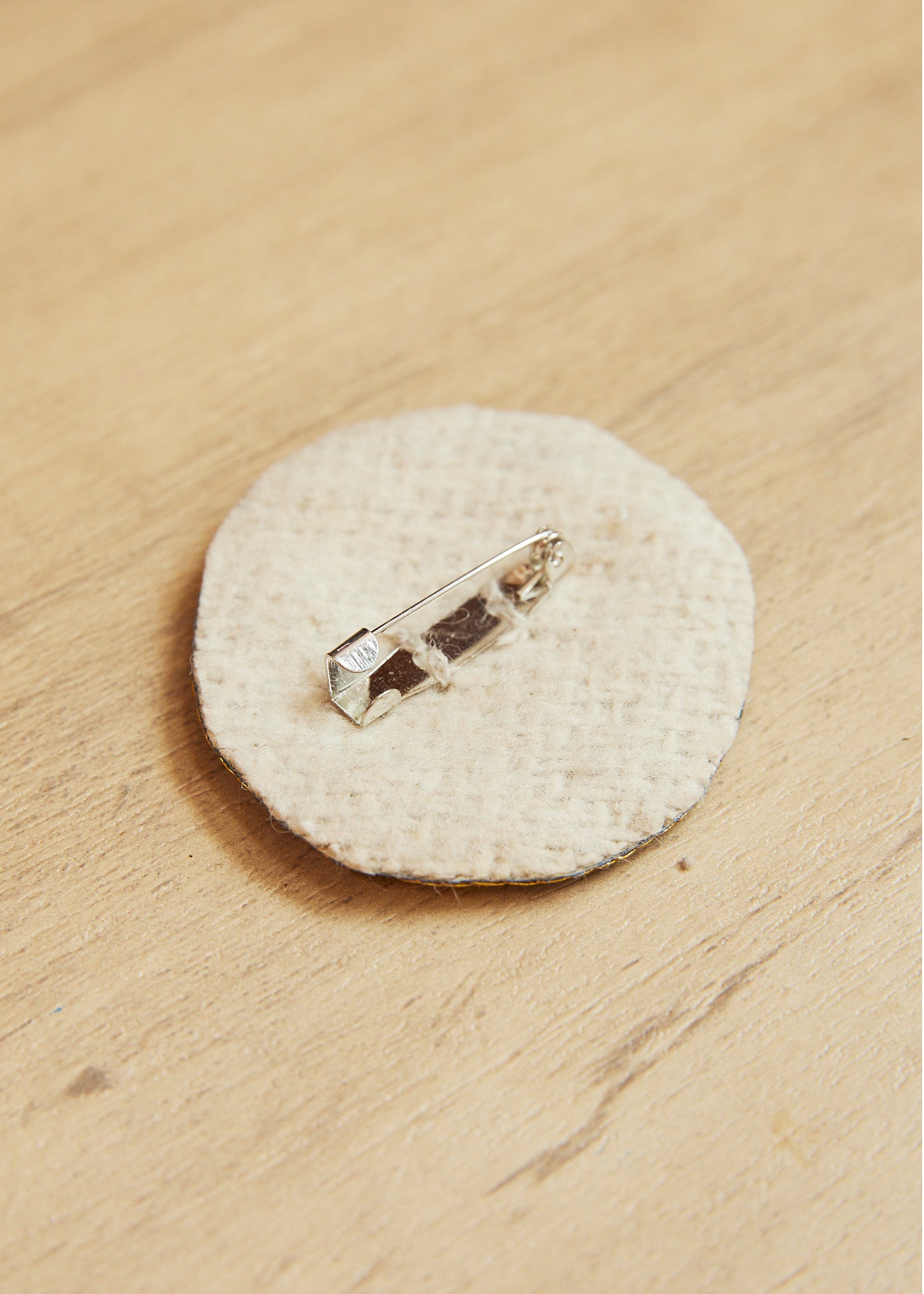 手刺繍ブローチ ミモザ&バード