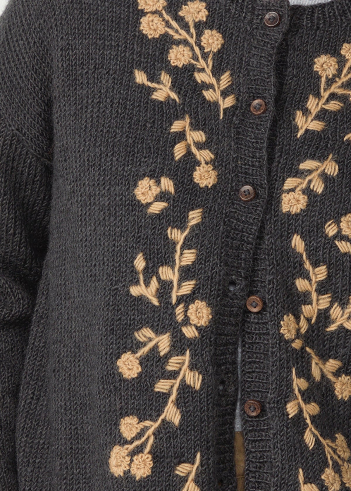 手編み＆手刺繍フラワー柄 カーディガン