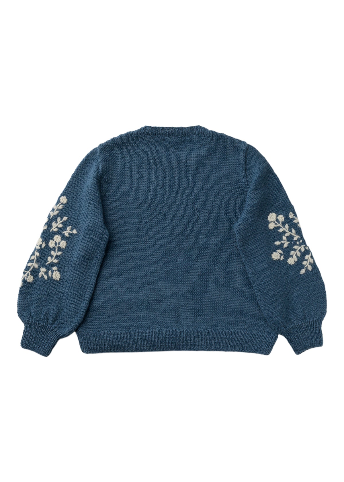 手編み＆手刺繍フラワー柄 パフスリーブプルオーバー